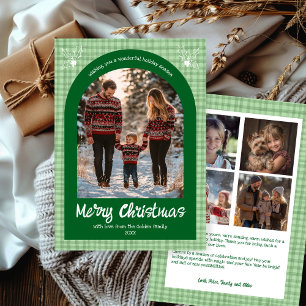 Gingham Christmas Green Custom Arch 5 Foto Feiertagskarte