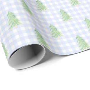 Gingham Christmas Trees Weihnachtswrapping Paper Geschenkpapier
