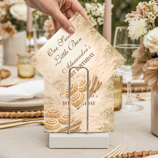 Gingham Cinnamon Bakery Little Bun 1st Birthday Serviette