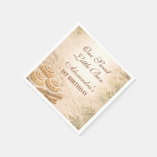 Gingham Cinnamon Bakery Little Bun 1st Birthday Serviette (Ecke)
