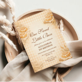 Gingham Cinnamon Roll Little Bun 1st Birthday Einladung