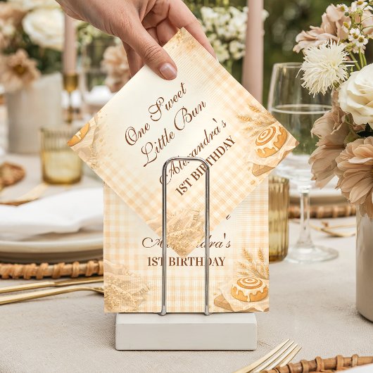 Gingham Cinnamon Roll Little Bun 1st Birthday Serviette