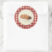 Gingham Cinnamon Scented Handmade Candle Label Runder Aufkleber (Tasche)