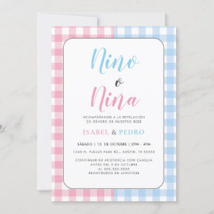 Gingham Classic Nino o Nina Spanischen Genderberic Einladung