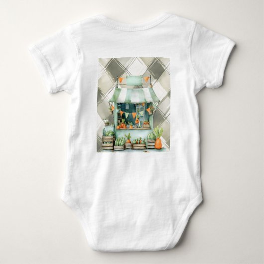 Gingham Clothesline Vor-Ort-Kinderdusche Baby Strampler (Rückseite)