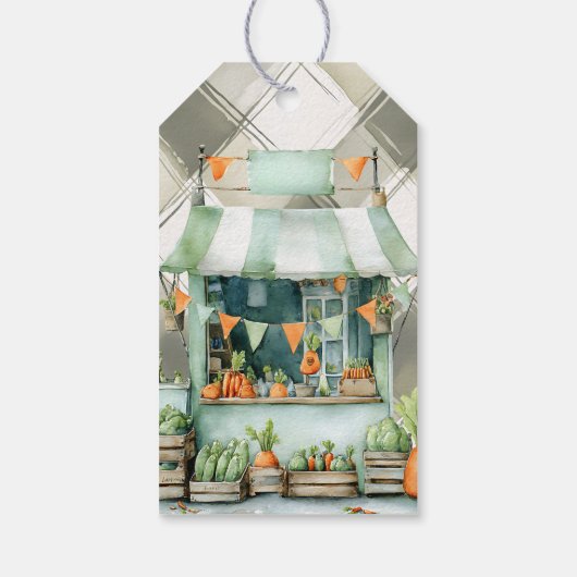 Gingham Clothesline Vor-Ort-Kinderdusche Geschenkanhänger (Rückseite)