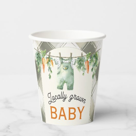 Gingham Clothesline Vor-Ort-Kinderdusche Pappbecher (Vorderseite)