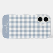 Gingham Coastal Plaid Preppy Check Blue White Name Case-Mate iPhone Hülle (Rückseite (Horizontal))