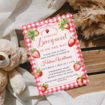 Gingham Coquette Berry Babyparty-Einladung