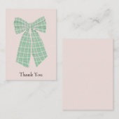 Gingham Coquette Bow Blush Vielen Dank Mitteilungskarte (Vorne/Hinten)