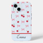 Gingham Coquette Bow Cherry iPhone Case (Rückseite)