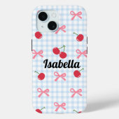 Gingham Coquette Bow Cherry iPhone Case (Rückseite)
