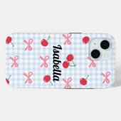 Gingham Coquette Bow Cherry iPhone Case (Rückseite (Horizontal))
