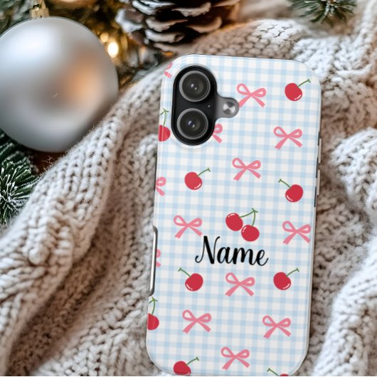 Gingham Coquette-Bow Cherry-iPhone-Hülle Case-Mate iPhone Hülle
