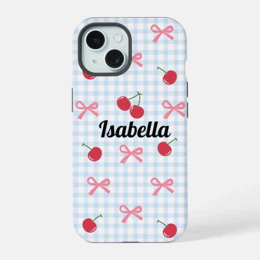 Gingham Coquette-Bow Cherry-iPhone-Hülle iPhone 15 Hülle (Rückseite)