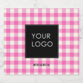 Gingham Corporate Company Business-Logo Pink Bierflaschenetikett (Einzelnes Label)
