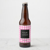 Gingham Corporate Company Business-Logo Pink Bierflaschenetikett (Vorderseite)