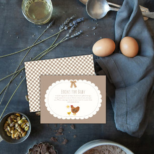 Gingham Cottagecore Henne Küken Bücher Baby Shower Begleitkarte