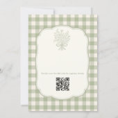Gingham Couples Shower Floral Bow QR Code Einladung (Rückseite)