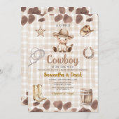 Gingham Cowboy is on the Way Baby Shower Einladung (Vorne/Hinten)