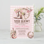 Gingham Cowgirl Western 8. Geburtstag Einladung (Stehend Vorderseite)