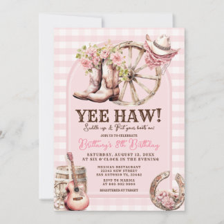 Gingham Cowgirl Western 8. Geburtstag Einladung