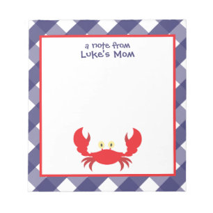 Gingham Crab Personalisiert Notepad Notizblock
