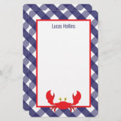 Gingham Crab Personalisiert Stationery (Vorne/Hinten)