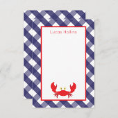 Gingham Crab Personalisierte Mitteilungskarten (Vorne/Hinten)