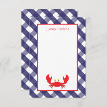 Gingham Crab Personalisierte Mitteilungskarten
