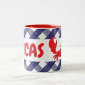 Gingham Crab Personalisierte Mug Zweifarbige Tasse (Mittel)