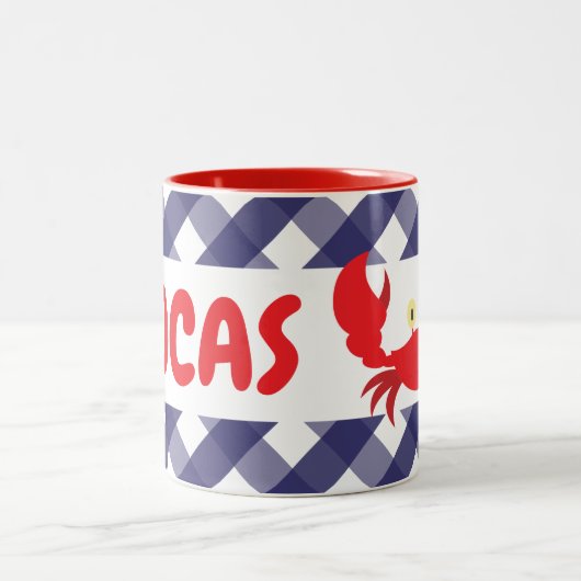 Gingham Crab Personalisierte Mug Zweifarbige Tasse (Mittel)