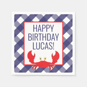 Gingham Crab Personalisiertes Party Napkins Serviette