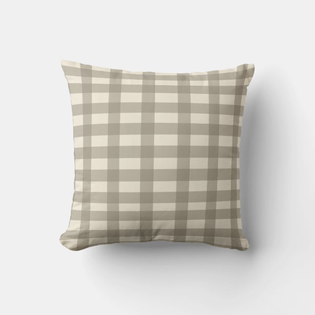 Gingham Cream und Toffee Kissen (Vorderseite)