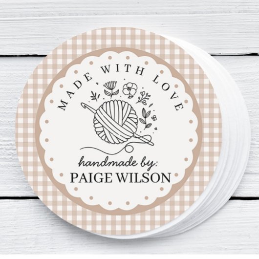 Gingham Crochet  Runder Aufkleber