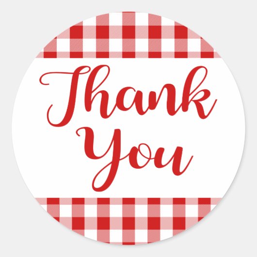 Gingham danke Ihnen, dass Sie Karierten Rot-Weiß-K Runder Aufkleber (Vorderseite)
