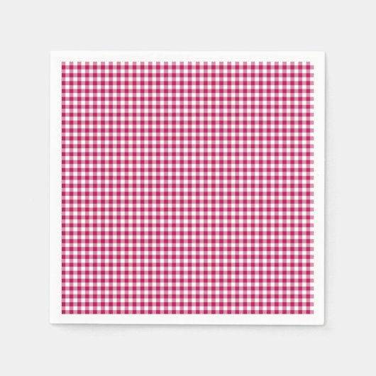 Gingham-Dark Pink Paper Napkins Serviette (Vorderseite)