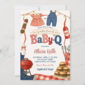 Gingham Denim BBQ Geschlecht Enthüllung Babyq Einladung (Vorderseite)