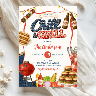 Gingham Denim Chill & Grill BBQ-Party-Einladung Einladung