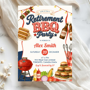 Gingham-Denim-Ruhestands-BBQ-Party Einladung