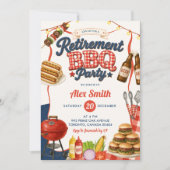 Gingham-Denim-Ruhestands-BBQ-Party Einladung (Vorderseite)