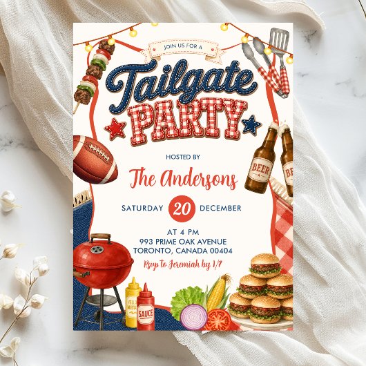 Gingham-Denim-Tailgate-BBQ-Party-Einladung  Einladung