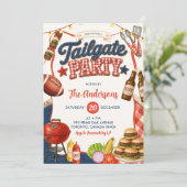 Gingham-Denim-Tailgate-BBQ-Party-Einladung  Einladung (Stehend Vorderseite)