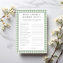 Gingham, der die Mommy Best Baby Shower Game Karte