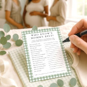 Gingham, der die Mommy Best Baby Shower Game Karte
