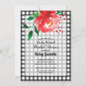 Gingham Derby Rose Bridal Dusche Einladungen (Vorderseite)