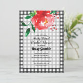 Gingham Derby Rose Bridal Dusche Einladungen (Stehend Vorderseite)