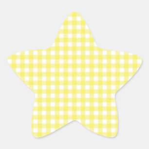 Gingham Design, gelb und weiß Stern-Aufkleber