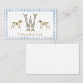 Gingham Dog Baby Boy Einschließungskarten Begleitkarte (Vorne/Hinten)