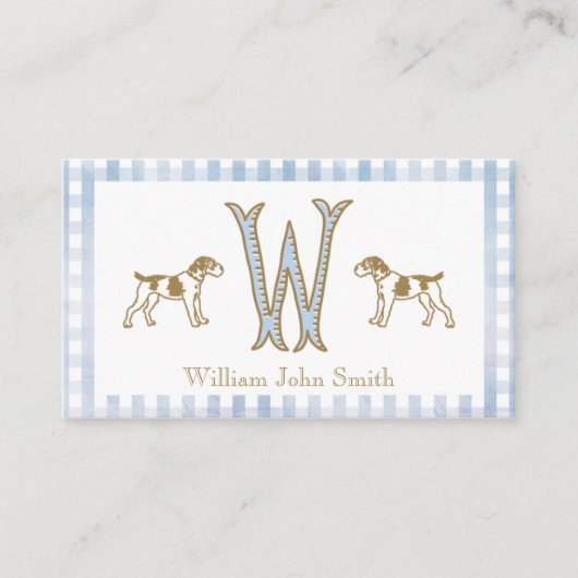 Gingham Dog Baby Boy Einschließungskarten Begleitkarte (Vorderseite)